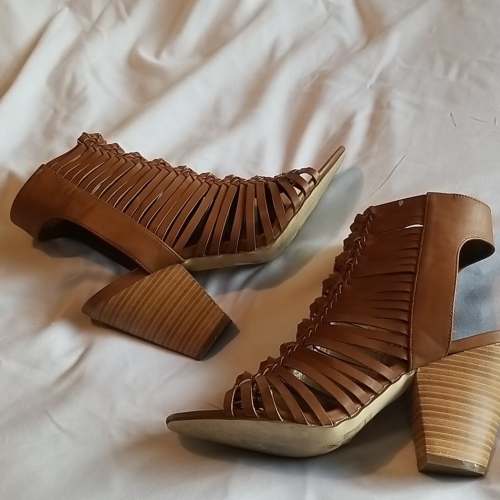 JustFabulous Caged Zip Wedge Sandals